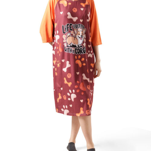 All-over Print 3/4 Sleeve Raglan Dress All-over Print 3/4 Sleeve Raglan Dress