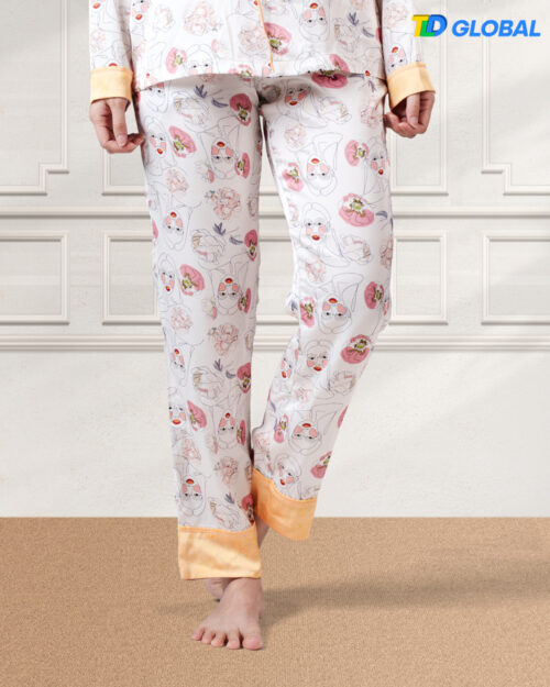 All-over Print Satin Pajama Pants