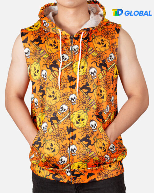 All-over Print Sleeveless Zip Hoodie (Midweight)