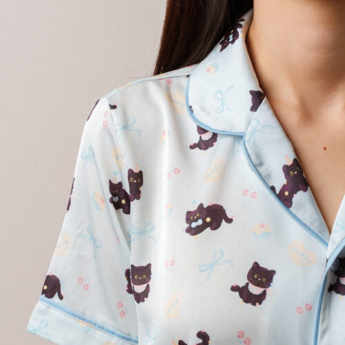 All-over Print Satin Short-Sleeve Pajamas Set All-over Print Satin Short-Sleeve Pajamas Set