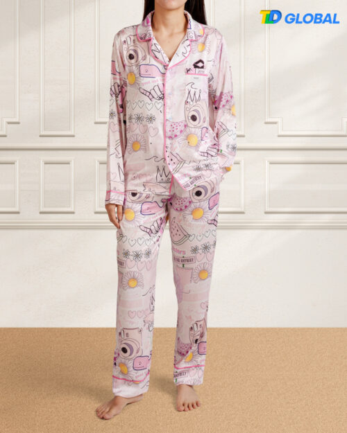 All-over Print Satin Pajamas Set