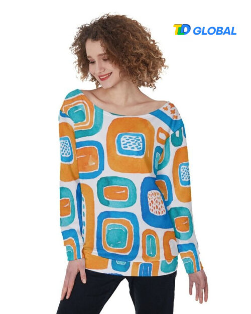 All-Over Print Women's Off-Shoulder Sweatshirt (Made in China)