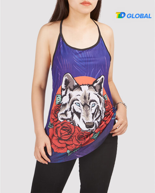 All-over Print Criss Cross Open Back Tank Top