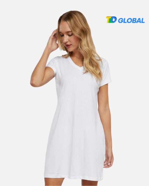 Women's Fine Jersey V-Neck Dress LAT 3522 (Made in US)