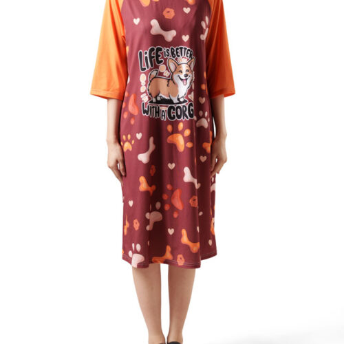 All-over Print 3/4 Sleeve Raglan Dress All-over Print 3/4 Sleeve Raglan Dress