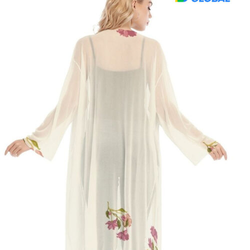 All-Over Print Women's Long Sleeve Mesh Cardigan (Made In China) All-Over Print Women's Long Sleeve Mesh Cardigan (Made In China)