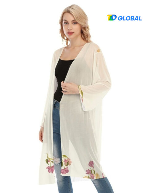 All-Over Print Women's Long Sleeve Mesh Cardigan (Made In China)