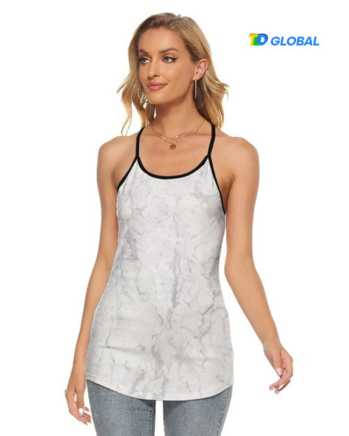 All-over Print Criss Cross Open Back Tank Top (Made in China)