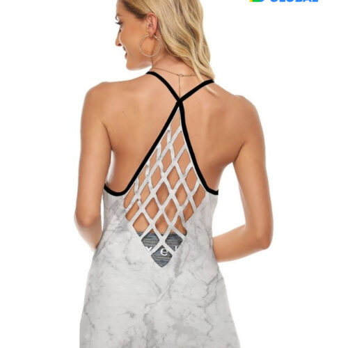 All-over Print Criss Cross Open Back Tank Top (Made in China) All-over Print Criss Cross Open Back Tank Top (Made in China)